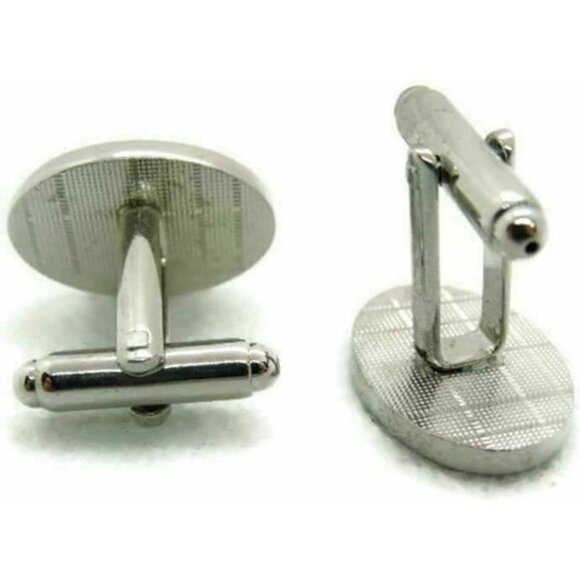 "JGT" Monogram Cufflinks Bullet Oval 1" x 3/4" Silver T Tux Party Shirt Wedding - Picture 2 of 5